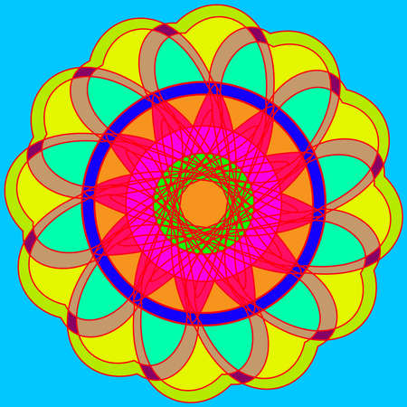 Abstract new multi color geometric fracral mandala.のイラスト素材