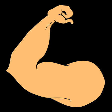 Flex arm bodybuilder with big muscles icon.のイラスト素材