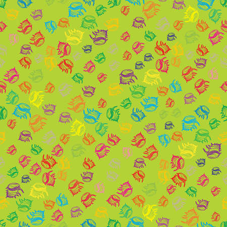 Doodles seashells colorful seamless pattern for background.のイラスト素材