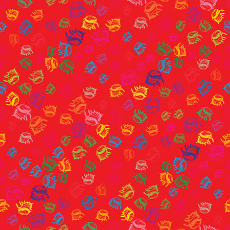 Doodles seashells colorful seamless pattern for background.のイラスト素材