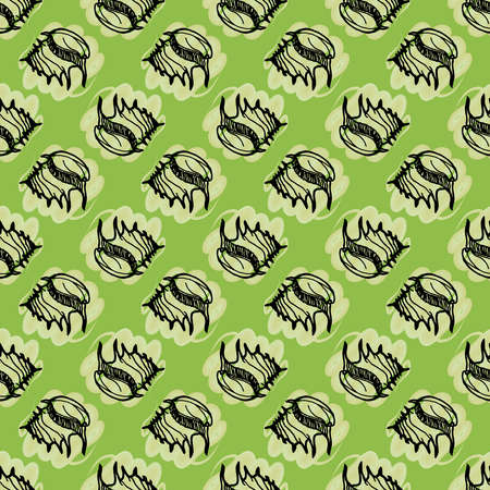 Doodles seashells colorful seamless pattern for background.のイラスト素材
