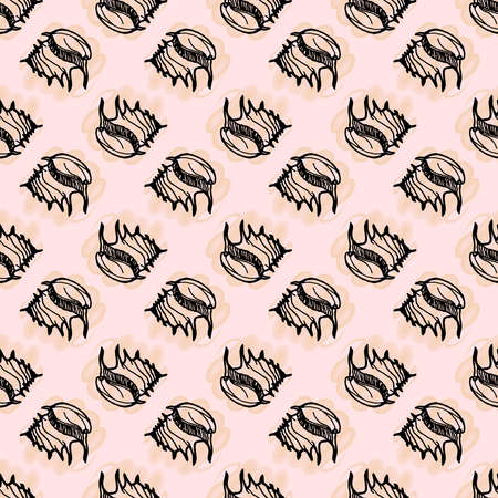 Doodles seashells colorful seamless pattern for background.のイラスト素材