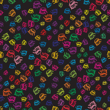 Doodles seashells colorful seamless pattern for background.のイラスト素材