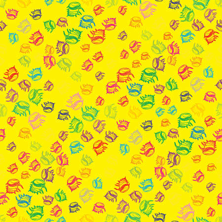 Doodles seashells colorful seamless pattern for background.のイラスト素材