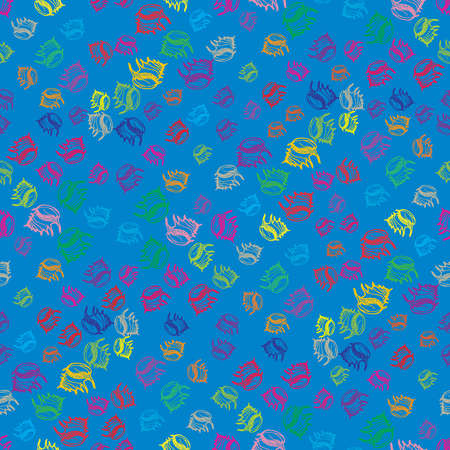 Doodles seashells colorful seamless pattern for background.のイラスト素材