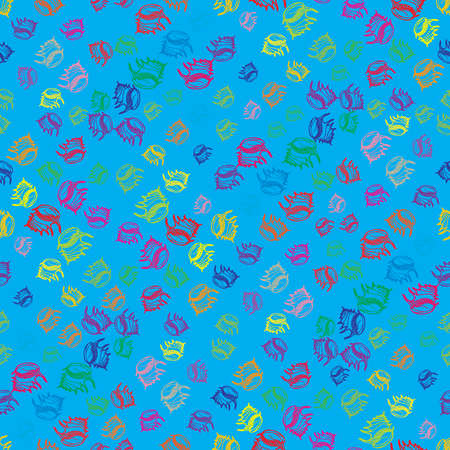 Doodles seashells colorful seamless pattern for background.のイラスト素材