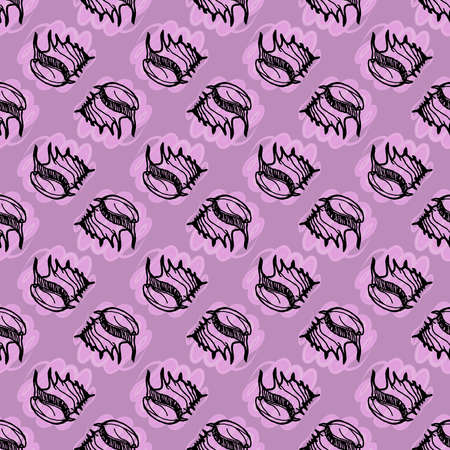 Doodles seashells colorful seamless pattern for background.のイラスト素材