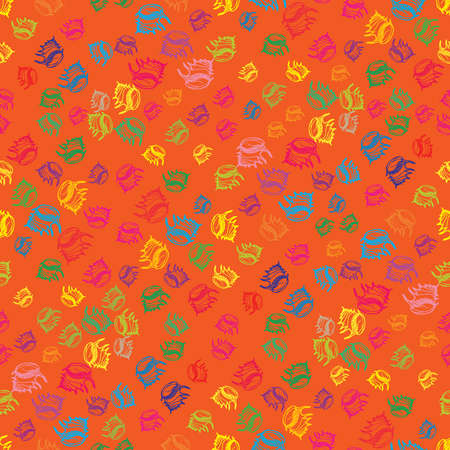 Doodles seashells colorful seamless pattern for background.のイラスト素材