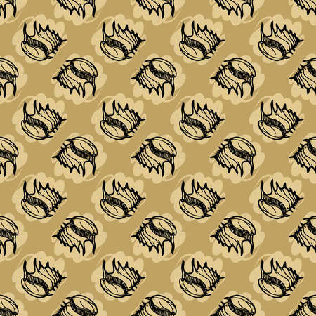 Doodles seashells colorful seamless pattern for background.のイラスト素材