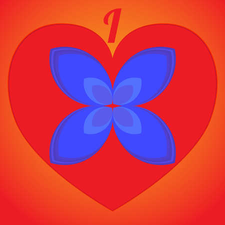 I love flower icon on red heart.のイラスト素材