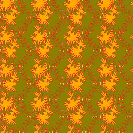 Autumn red and orange leaves carved seamless pattern.のイラスト素材
