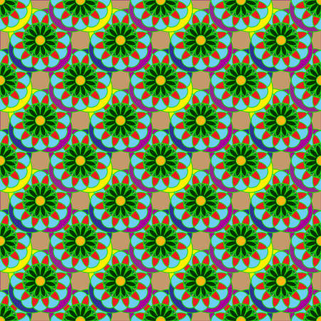 New colorful fractal flower on four leaves seamless pattern for background.のイラスト素材