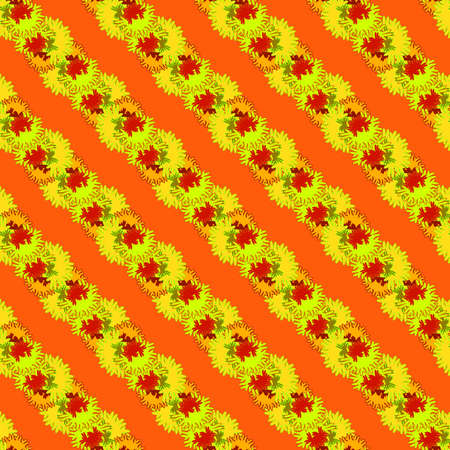 Autumn red and orange leaves carved seamless pattern.のイラスト素材
