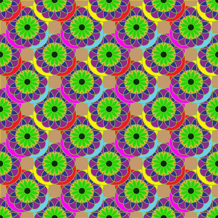 New colorful fractal flower on four leaves seamless pattern for background.のイラスト素材