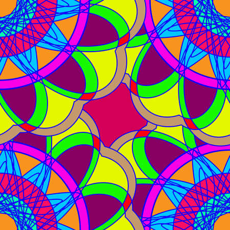 Geometric multicolor fractal mandala seamless pattern for background.のイラスト素材