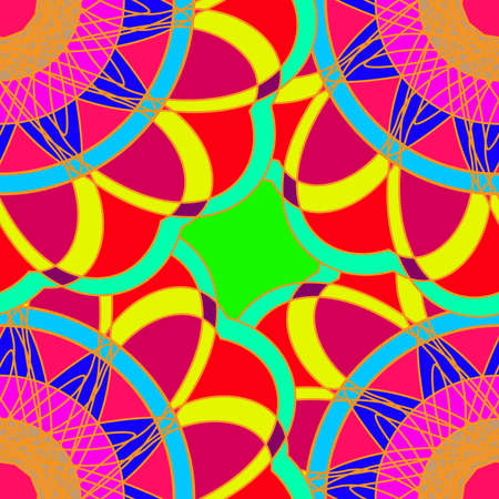 Geometric multicolor fractal mandala seamless pattern for background or design workのイラスト素材