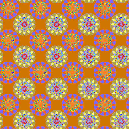 Fractal mandala seamless pattern on orange background.のイラスト素材