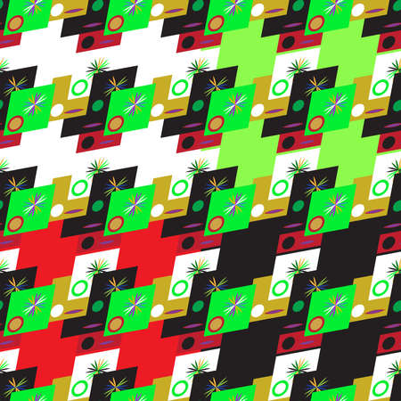 Set of four abstract geometric seamless pattern on color background.のイラスト素材