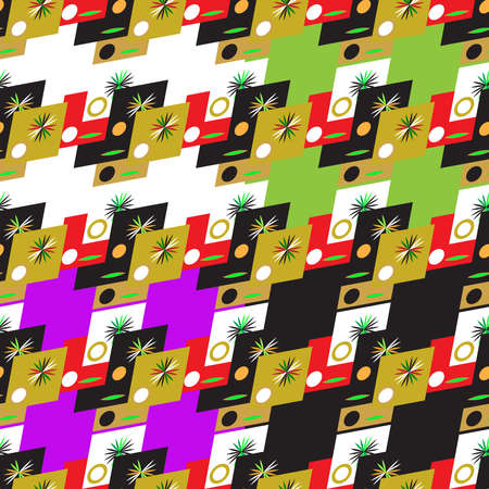 Set of four abstract geometric seamless pattern on color background.のイラスト素材