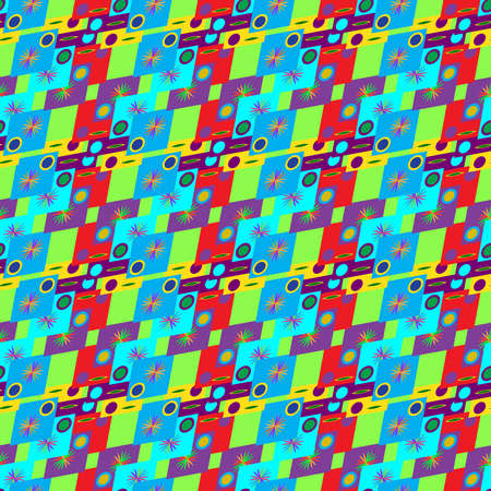 Abstract geometric seamless pattern on bright green background.のイラスト素材
