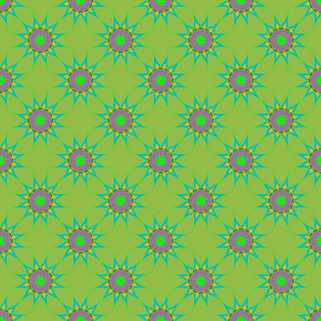 Abstract seamless pattern with fractal star on deep green background.のイラスト素材