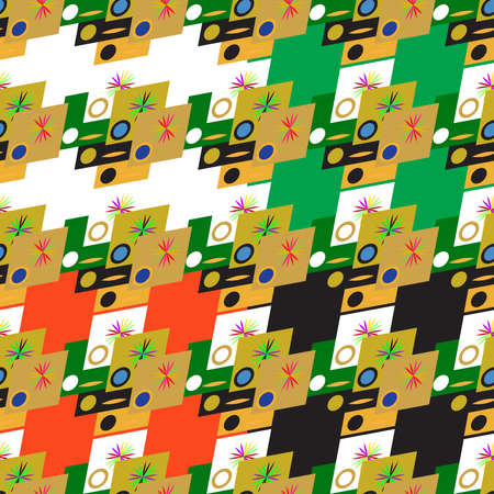 Set of four abstract geometric seamless pattern on color background.のイラスト素材