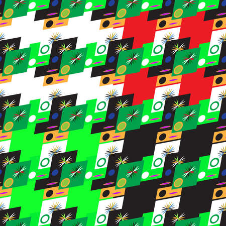 Set of four abstract geometric seamless pattern on color background.のイラスト素材