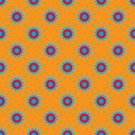 Abstract seamless pattern with fractal star on orange background.のイラスト素材