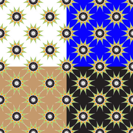 Set of four abstract geometric seamless pattern on color background.のイラスト素材