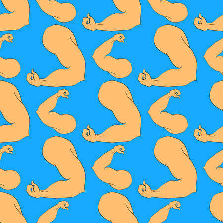 Flex arm bodybuilder with big muscles seamless pattern.のイラスト素材