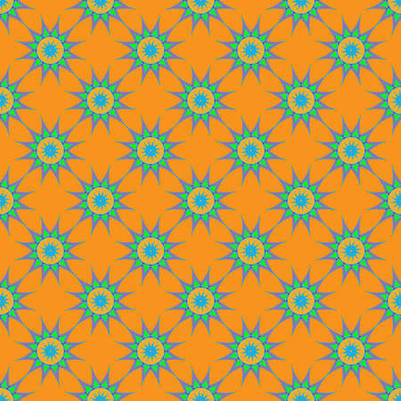 Abstract seamless pattern with fractal star on orange background.のイラスト素材