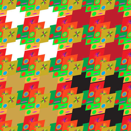 Set of four abstract geometric seamless pattern on color background.のイラスト素材
