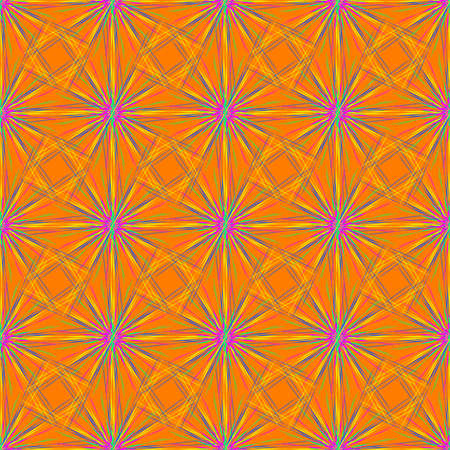 Abstract seamless pattern with multibeam furry fractal star on a deep orange background.のイラスト素材