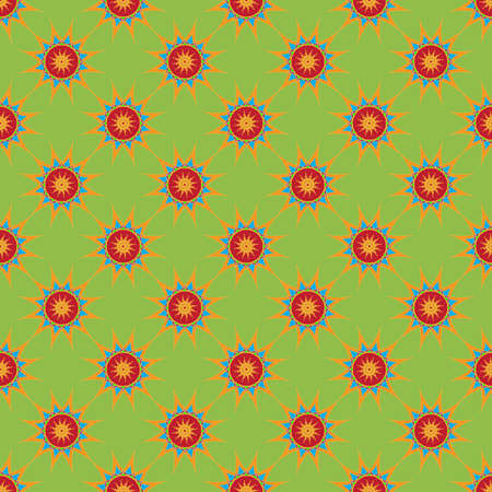 Abstract seamless pattern with fractal star on deep green background.のイラスト素材