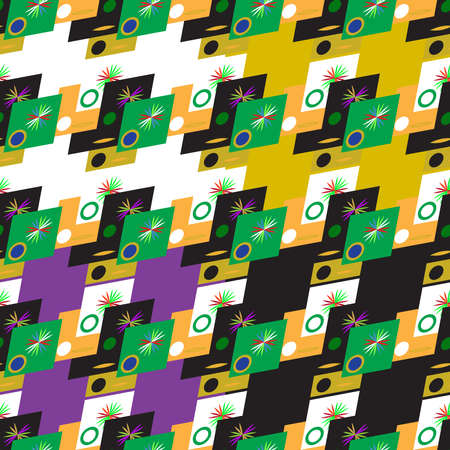 Set of four abstract geometric seamless pattern on color background.のイラスト素材