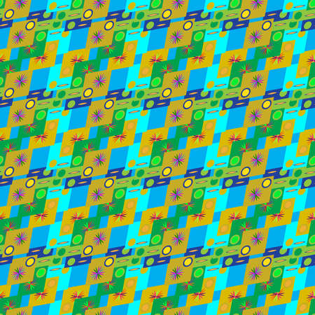 Abstract geometric seamless pattern on blue background.のイラスト素材