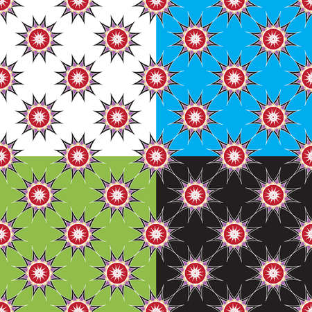 Set of four abstract geometric seamless pattern on color background.のイラスト素材