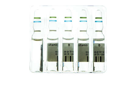 Medical vitamin B ampules for syringes ,closeup, for various medical,healthcare or pharmacy themes	