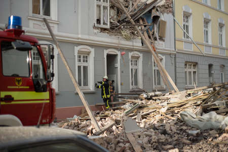 Dortmund, Germany - March 31, 2017: Fire fighters have managed to found and rescued the first man...