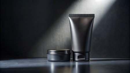 Cosmetic cream jar on concrete background. 3d rendering mock upの素材