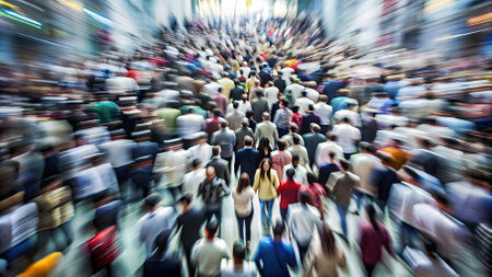 Business people in a busy city. Blurred motion. Abstract backgroundの素材