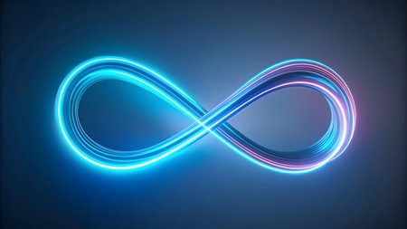 Glowing infinity symbol, computer generated abstract backgroundの素材