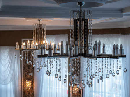 Luxury chandelier in the interior of the room.の写真素材