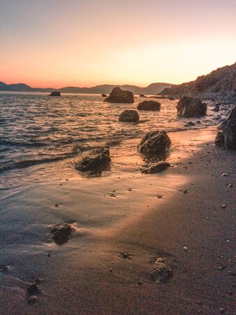 Tropical beach at sunset - nature backgroundの写真素材