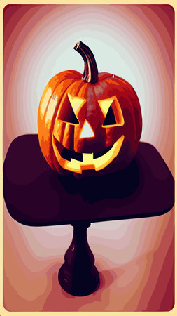 Halloween creepy vector background. Scary cartoon illustration. Horror moon, pumpkins and tombstones creepy background.のイラスト素材