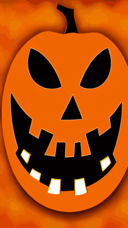 Halloween creepy vector background. Scary cartoon illustration. Horror moon, pumpkins and tombstones creepy background.のイラスト素材