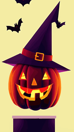 Halloween creepy vector background. Scary cartoon illustration. Horror moon, pumpkins and tombstones creepy background.のイラスト素材