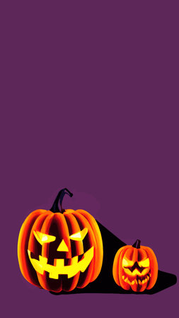 Halloween creepy vector background. Scary cartoon illustration. Horror moon, pumpkins and tombstones creepy background.のイラスト素材