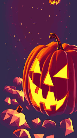 Halloween creepy vector background. Scary cartoon illustration. Horror moon, pumpkins and tombstones creepy background.のイラスト素材