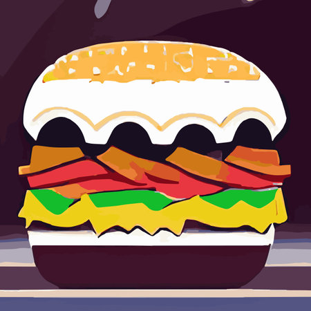 Minimal background for fast food concept. Hamburger cartoon style background. rendering illustration. Clipping path of each element included.のイラスト素材